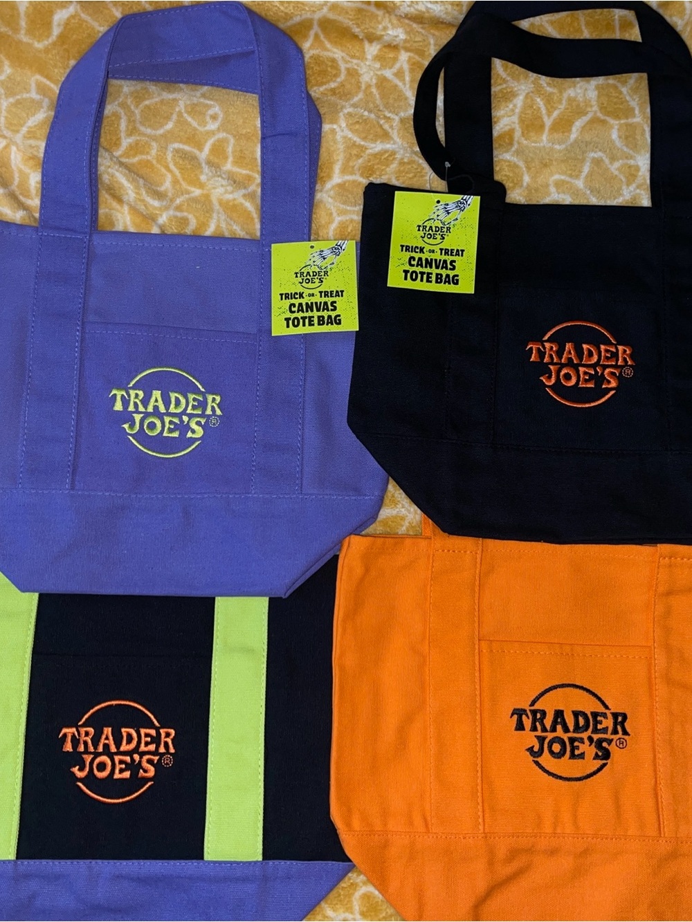 Trader Joe’s Canvas Tote Bag - Purple, Black, Orange, multicolored